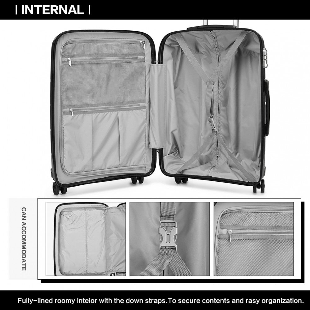 Kono 24 Inch Hard Shell PP Suitcase - Black