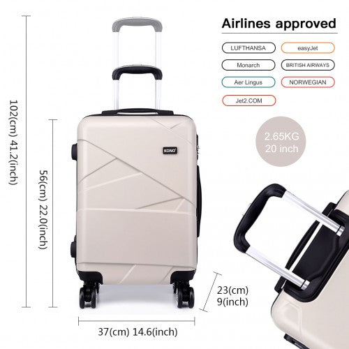 Kono 20 Inch Bandage Effect Hard Shell Suitcase - Beige