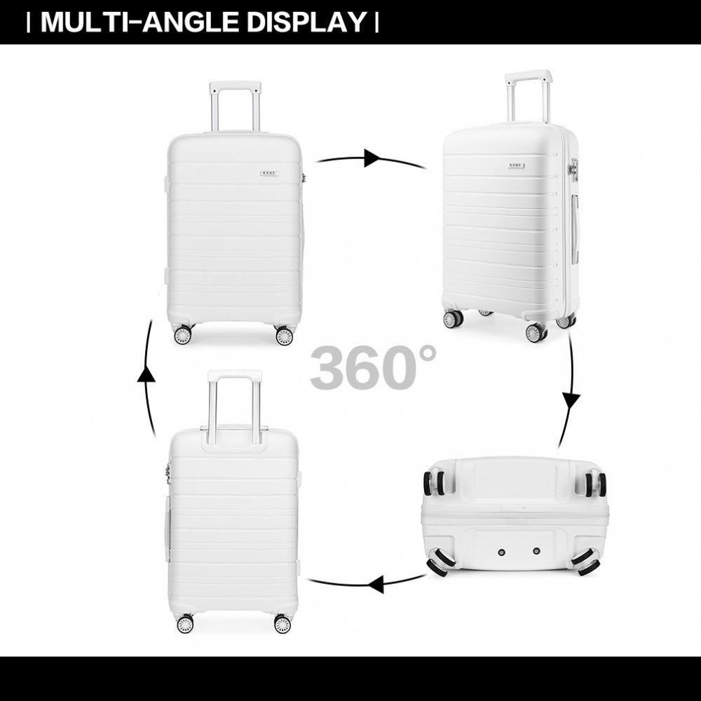 Kono 24 Inch Multi Texture Hard Shell Pp Suitcase - Classic Collection - White