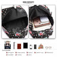 Miss Lulu Large Backpack Flower Polka Dot  - Black
