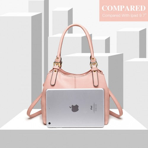 Miss Lulu Multi Compartment Shoulder Bag - Pink