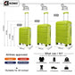 Kono Bright Hard Shell PP Suitcase 3 Pieces Set - Classic Collection - Green