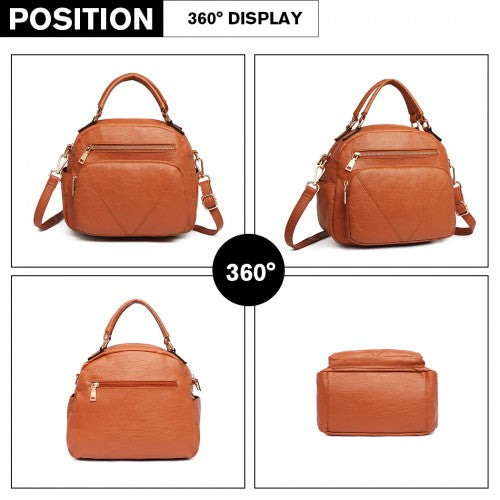 Miss Lulu Bowler Style Shoulder Bag - Brown