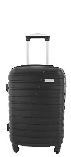 House Of Leather Cabin Size Suitcase Hard Shell Four Wheel Luggage Conney Black