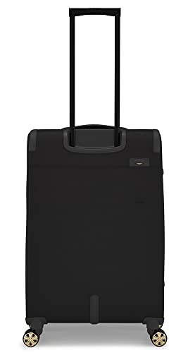Ted Baker Luggage Albany ECO Collection, Lightweight 4 Wheel Spinner Suitcase with Gold Hardware, Medium, Black