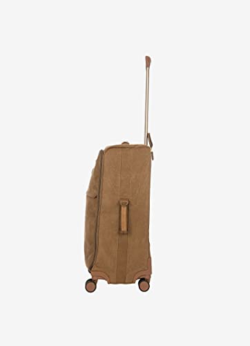 Bric's Suitcase Life Collection, Medium Suitcase with Zippered Pockets and 4 Wheels, Suede Effect, Dimensions 40x65x24, Blue