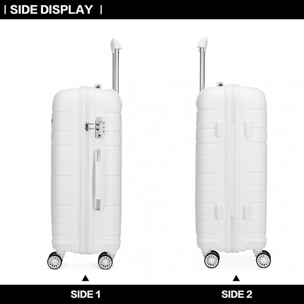Kono 28 Inch Multi Texture Hard Shell Pp Suitcase - Classic Collection - White