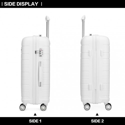 Kono 20 Inch Multi Texture Hard Shell PP Suitcase - Classic Collection - White