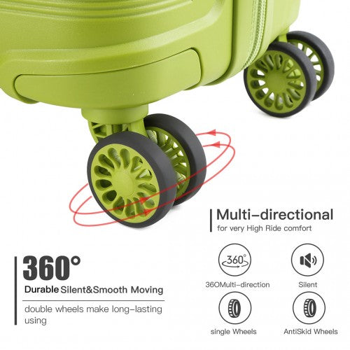 Kono Bright Hard Shell PP Suitcase 3 Pieces Set - Classic Collection - Green