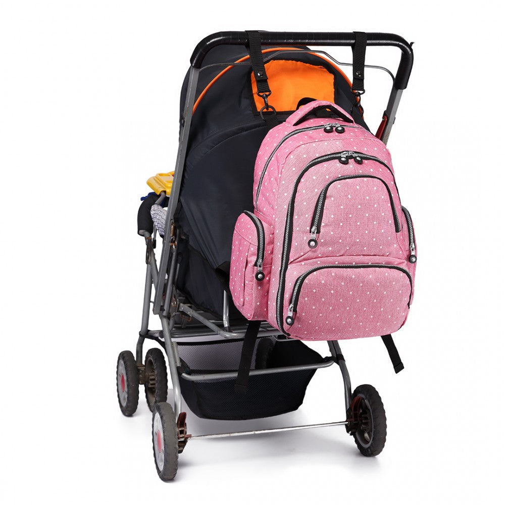 Kono Large Capacity Multi Function Baby Diaper Backpack Polka Dot Pink