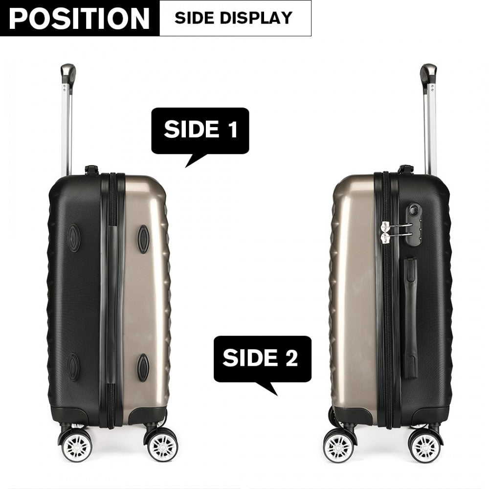 Kono Multifaceted Diamond Pattern Hard Shell 20 Inch Suitcase - Gold
