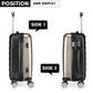 Kono Multifaceted Diamond Pattern Hard Shell 20 Inch Suitcase - Gold
