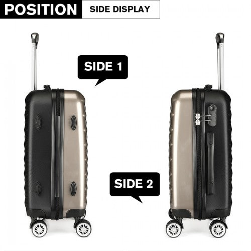 Kono Multifaceted Diamond Pattern Hard Shell 20 Inch Suitcase - Gold