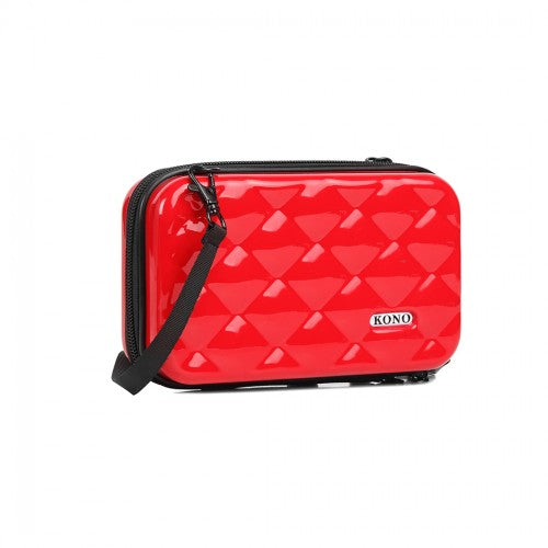 Kono Multifaceted Diamond Travel Clutch - Red