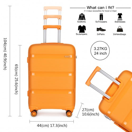 Kono 24 Inch Bright Hard Shell Pp Suitcase - Classic Collection - Orange