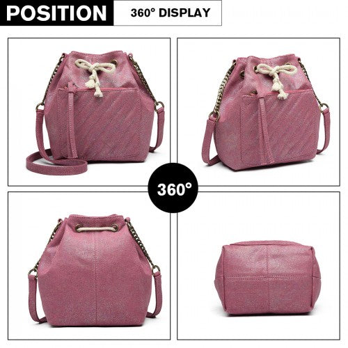 Miss Lulu Sparkle Canvas Drawstring Cross Body Bag - Purple