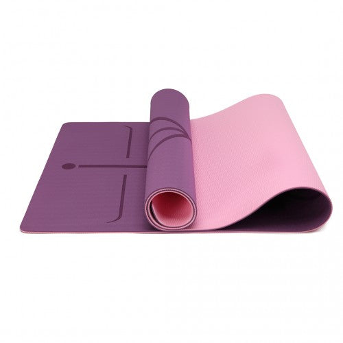 Kono TPE Non-Slip Classic Yoga Mat - Purple & Pink