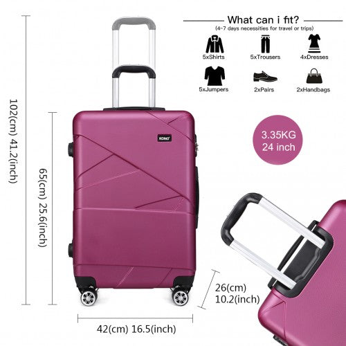 Kono 24 Inch Bandage Effect Hard Shell Suitcase - Purple