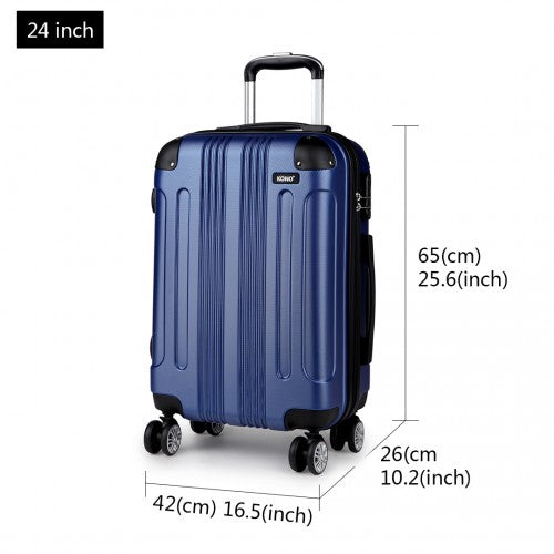 Kono 19-24-28 Inch Abs Hard Shell Suitcase 3 Pieces Set Luggage - Navy