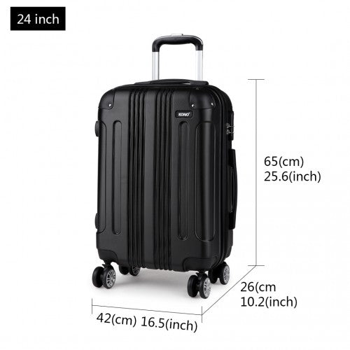 Kono 24 Inch Abs Hard Shell Suitcase Luggage - Black
