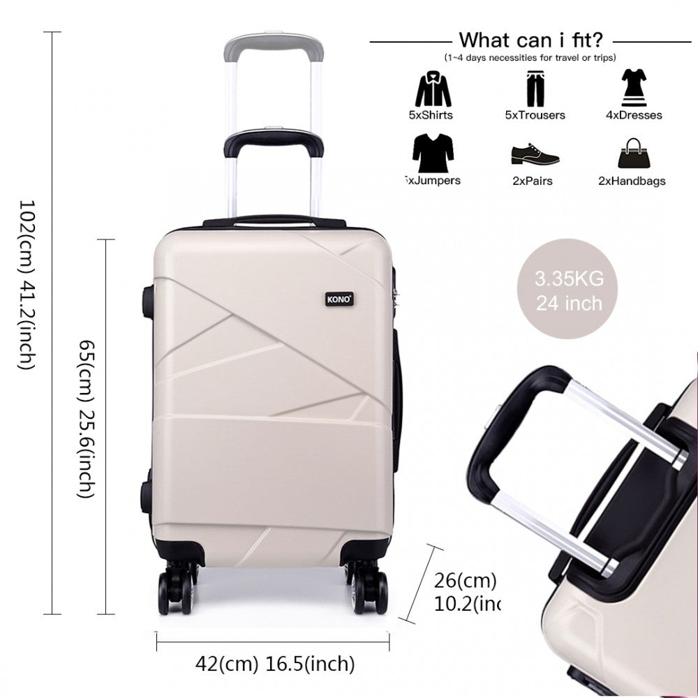 Kono 24 Inch Bandage Effect Hard Shell Suitcase - Beige