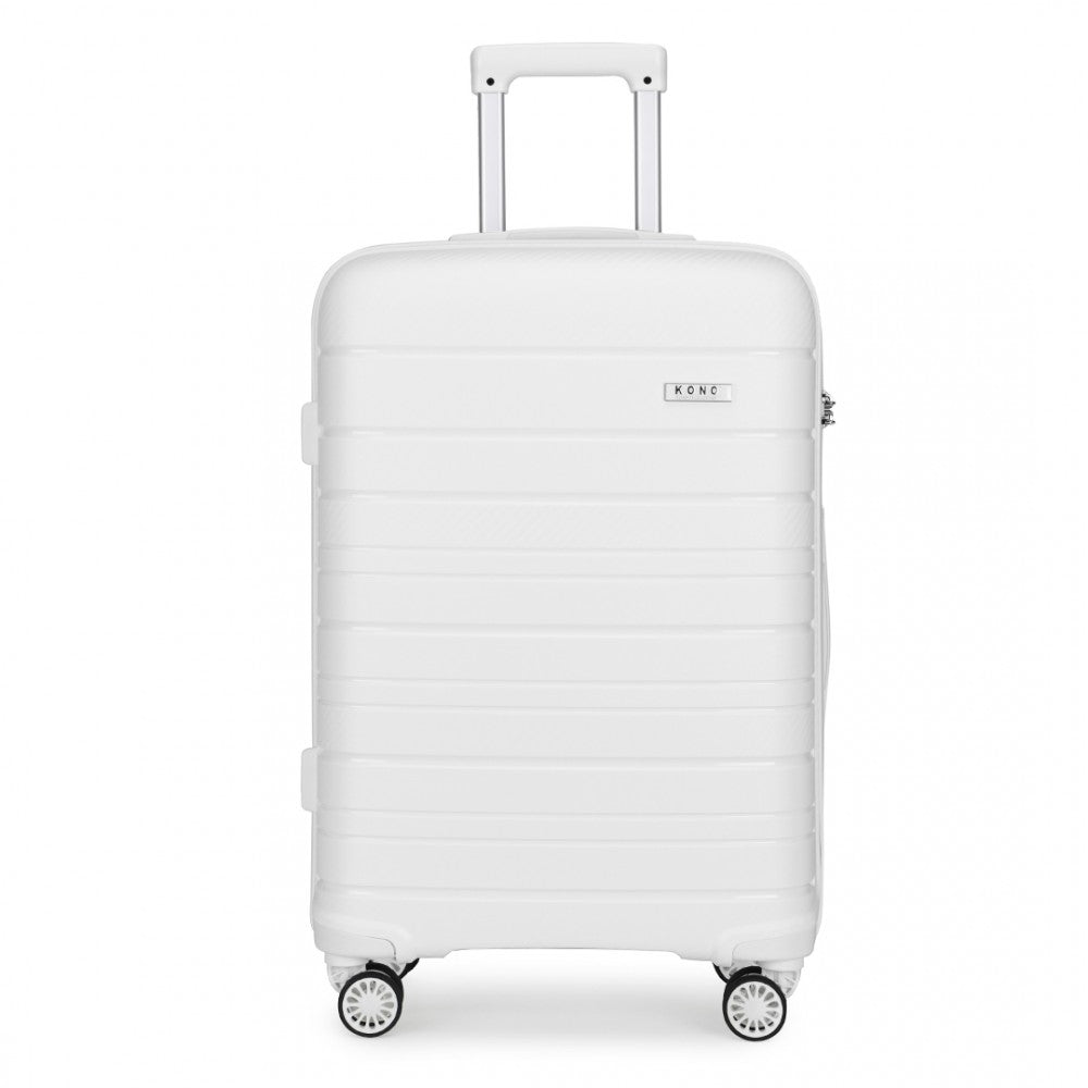 Kono 28 Inch Multi Texture Hard Shell Pp Suitcase - Classic Collection - White