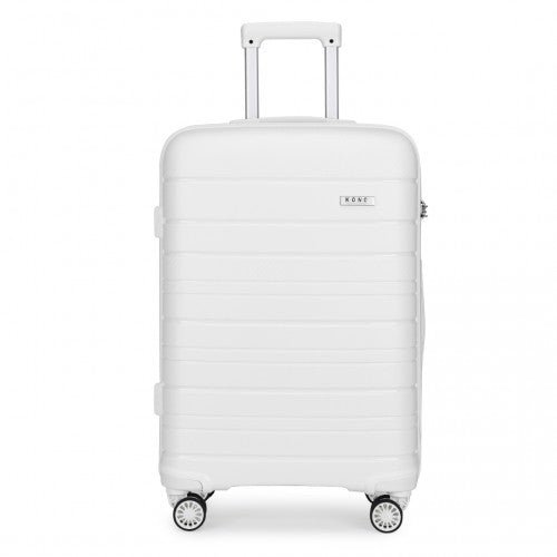 Kono 20 Inch Multi Texture Hard Shell PP Suitcase - Classic Collection - White