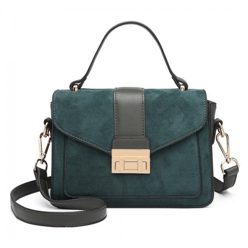 Miss Lulu Matte Leather Midi Handbag - Green