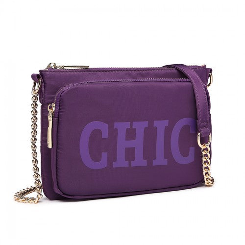 Miss Lulu 'Chic' Chain Shoulder Bag - Purple