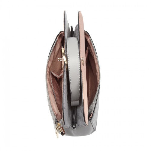 Miss Lulu Stylish Ladies Leather Handbag Shoulder Bag - Grey