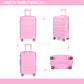 Kono Bright Hard Shell PP Suitcase 3 Pieces Set - Classic Collection - Pink