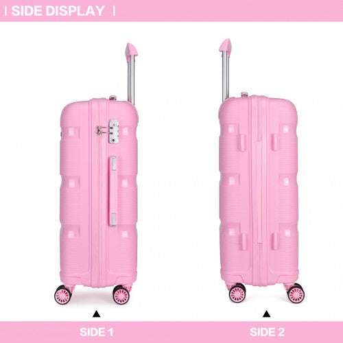 Kono 20 Inch Bright Hard Shell PP Suitcase - Classic Collection - Pink
