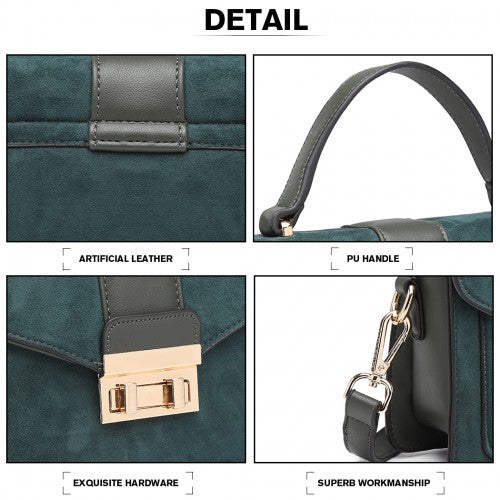 Miss Lulu Matte Leather Midi Handbag - Green