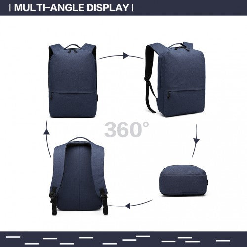 Kono Waterproof Basic Backpack With USB Charging Port - Blue