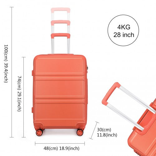 Kono ABS 28 Inch Sculpted Horizontal Design Suitcase - Coral
