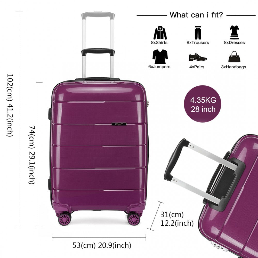 Kono 28 Inch Hard Shell PP Suitcase - Purple