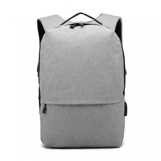 Kono Waterproof Basic Backpack With USB Charging Port - Grey