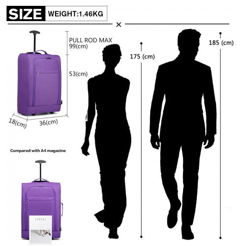 Kono Cabin Size Soft Shell Hand Luggage - Purple