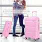 Kono Bright Hard Shell PP Suitcase 3 Pieces Set - Classic Collection - Pink