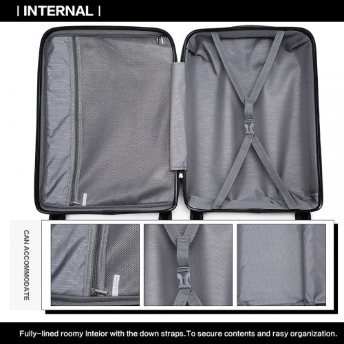 Kono 28 Inch Multi Texture Hard Shell Pp Suitcase - Classic Collection - Black