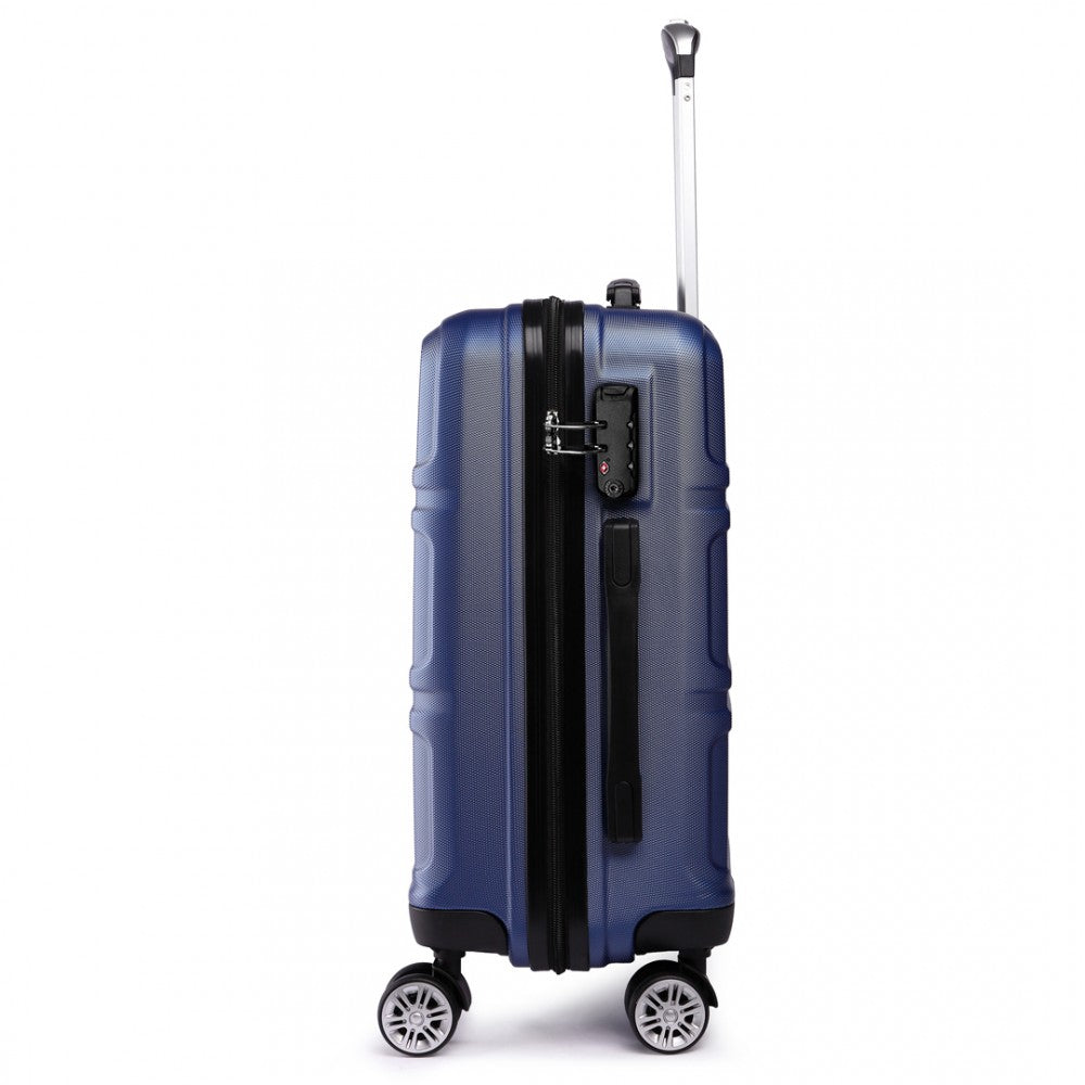Kono Abs Sculpted Horizontal Design 20 Inch Cabin Luggage - Navy Blue