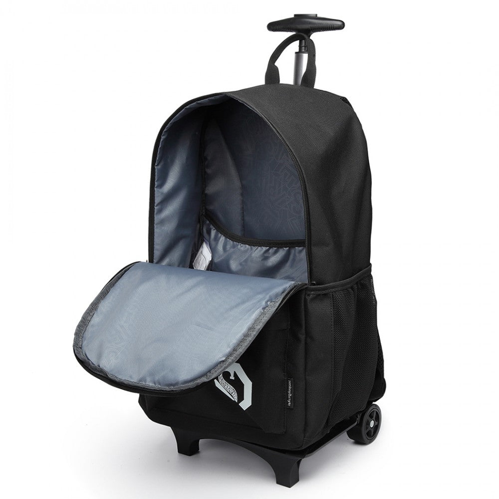 Kono Multi Functional Glow In The Dark Backpack Trolley - Black