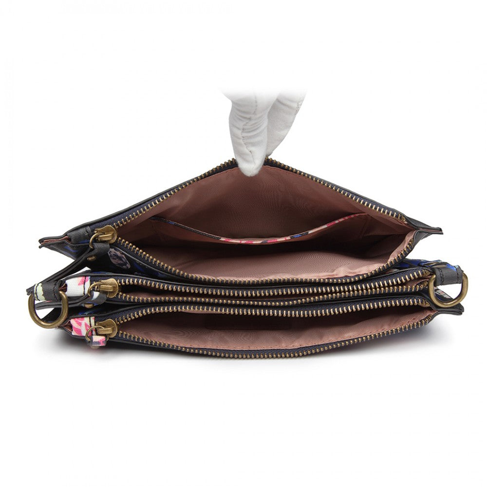 Miss Lulu Canvas With Pompom Pendant Handbag Shoulder Bag - Navy