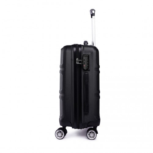 Kono Abs Sculpted Horizontal Design 28 Inch Suitcase - Black