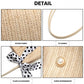 Miss Lulu Woven Straw Design Shoulder Bag With Polka Dot Scarf - Beige