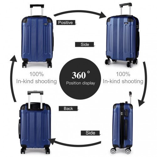 Kono 19-24-28 Inch Abs Hard Shell Suitcase 3 Pieces Set Luggage - Navy