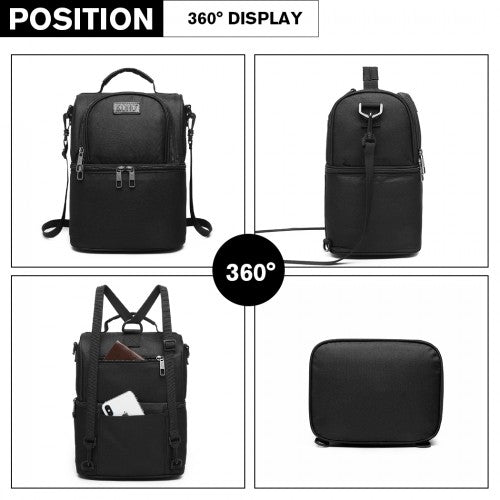 Kono Insulated Cool Bag Family Lunch Box Backpack - Black