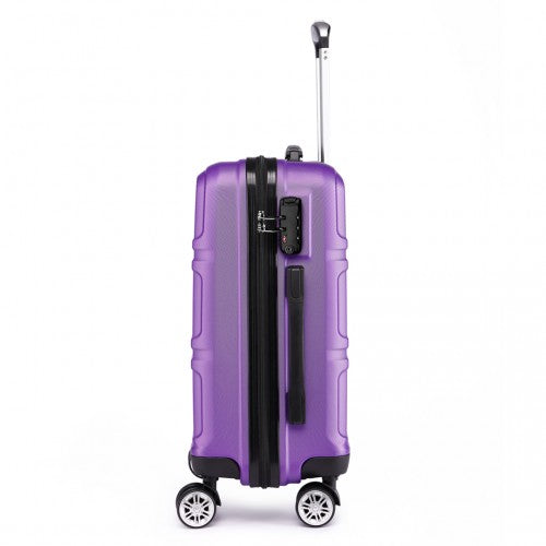 Kono Abs Sculpted Horizontal Design 3 Piece Suitcase Set - Purple