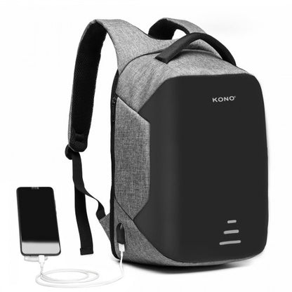 Kono Reflective USB Charging Interface Backpack - Grey