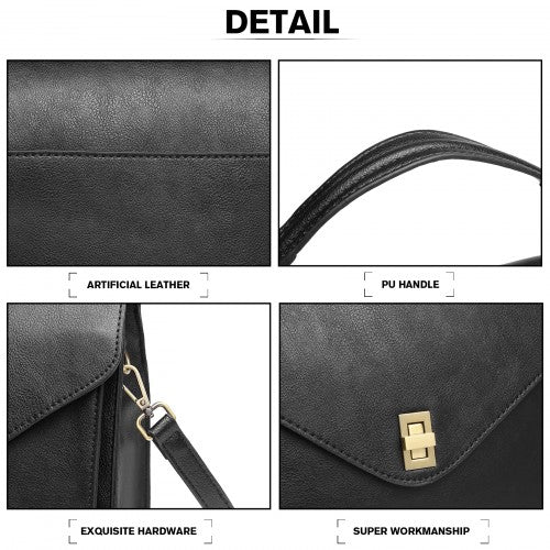 Miss Lulu Functional Satchel Handbag - Black